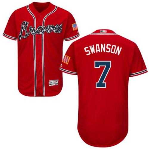 Atlanta Braves #7 Dansby Swanson Red Flexbase Authentic Collection Stitched MLB Jersey