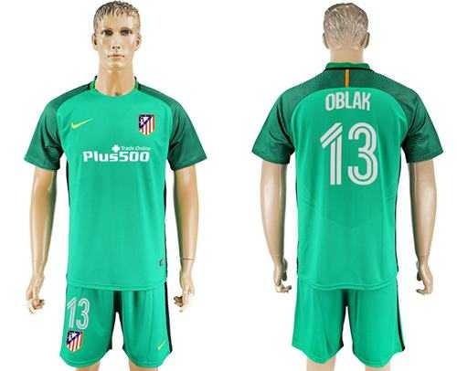 Atletico Madrid #13 Oblak Green Goalkeeper Soccer Club Jersey
