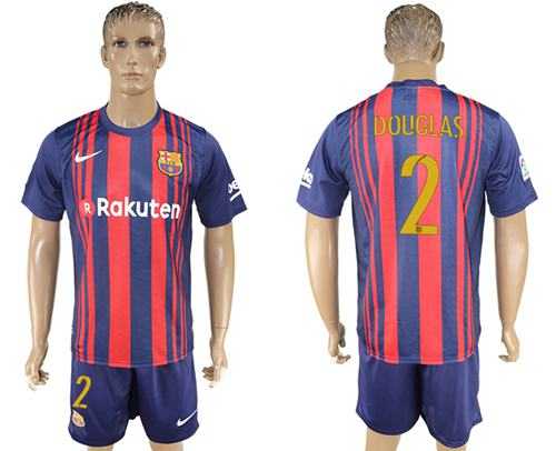 Barcelona #2 Douglas Home Soccer Club Jersey