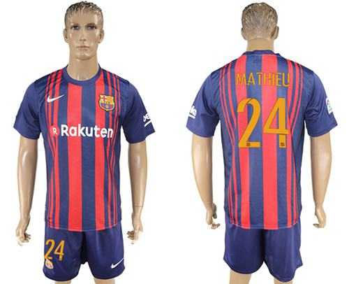 Barcelona #24 Mathieu Home Soccer Club Jersey