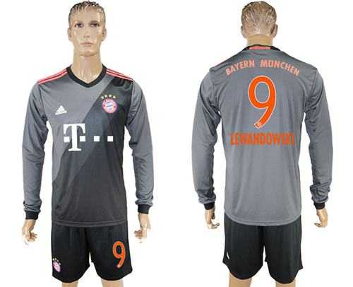 Bayern Munchen #9 Lewandowski Away Long Sleeves Soccer Club Jersey