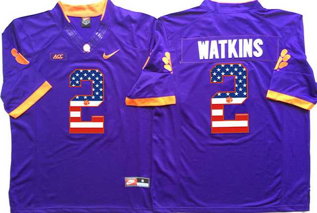 Clemson Tigers #2 Sammy Watkins Purple USA Flag College Jersey