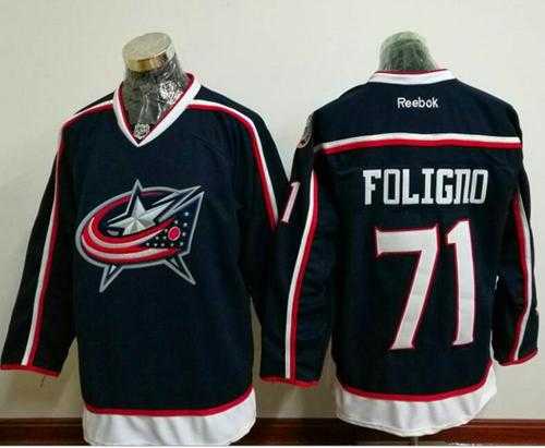 Columbus Blue Jackets #71 Nick Foligno Navy Blue Home Stitched NHL Jersey