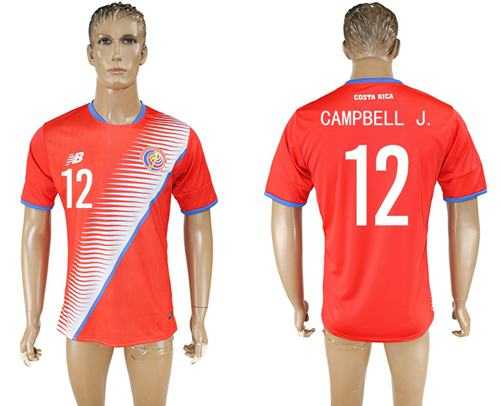 Costa Rica #12 Campbell J. Home Soccer Country Jersey