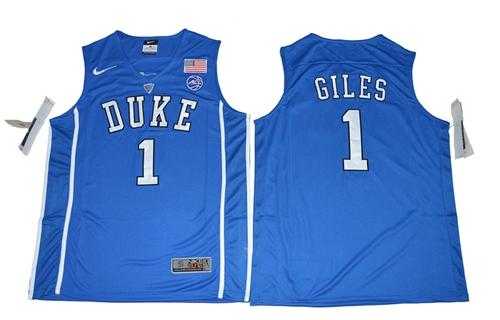 Duke Blue Devils #1 Harry Giles Blue Basketball Elite Stitched NCAA Jersey