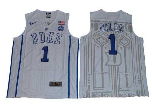 Duke Blue Devils #1 Harry Giles White Basketball Elite Stitched NCAA Jersey