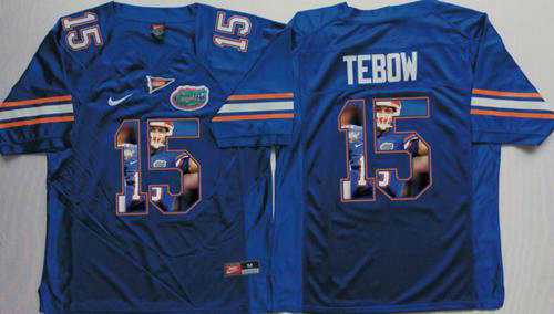 Florida Gators #15 Tim Tebow Blue Player Fashion Stitched NCAA Jersey