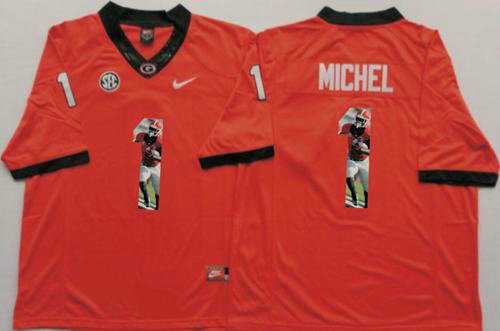 Georgia Bulldogs #1 Sony Michel Red Player Fashion Stitched NCAA Jersey