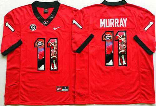 Georgia Bulldogs #11 Aaron Murray Red Player Fashion Stitched NCAA Jersey
