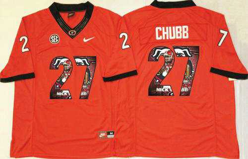 Georgia Bulldogs #27 Nick Chubb Red Player Fashion Stitched NCAA Jersey