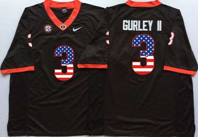 Georgia Bulldogs #3 Todd Gurley II Black USA Flag College Jersey