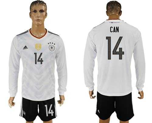 Germany #14 Can White Home Long Sleeves Soccer Country Jersey