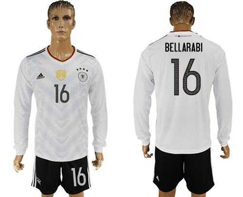 Germany #16 Bellarabi White Home Long Sleeves Soccer Country Jersey