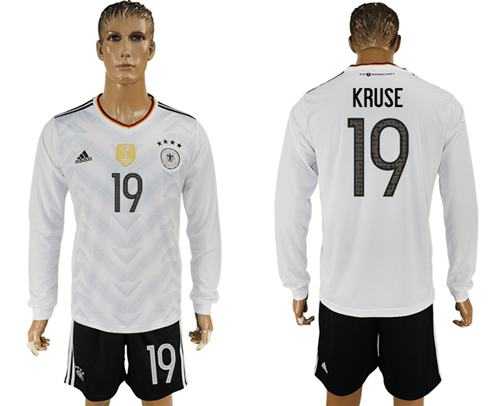 Germany #19 Kruse White Home Long Sleeves Soccer Country Jersey