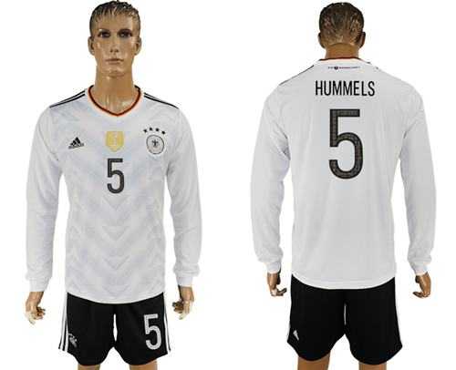 Germany #5 Hummels White Home Long Sleeves Soccer Country Jersey