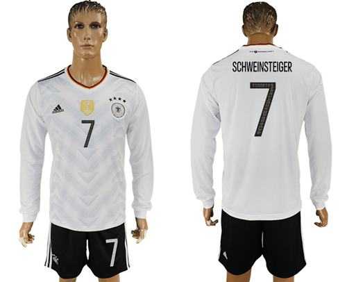 Germany #7 Schweinsteiger White Home Long Sleeves Soccer Country Jersey