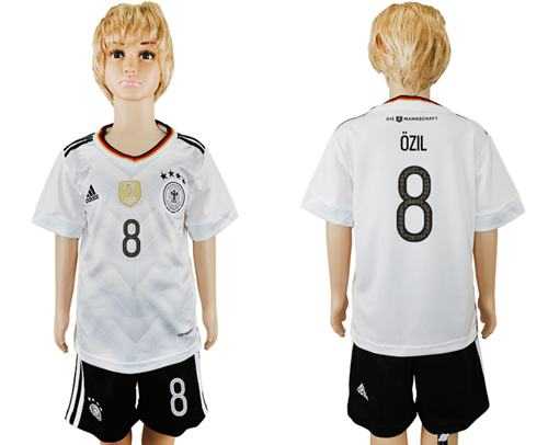 Germany #8 Ozil White Home Kid Soccer Country Jersey