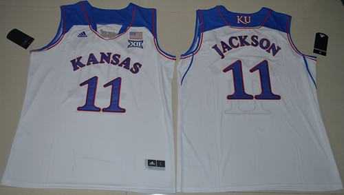 Kansas Jayhawks #11 Josh Jackson White Basketball Authentic Stitched NCAA Jersey