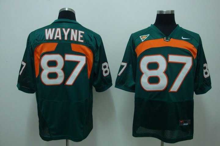Miami Hurricanes #87 Reggie Wayne Green Stitched NCAA Jersey