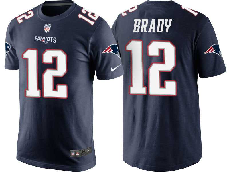 New England Patriots #12 Tom Brady Navy Player Name & Number T-Shirt