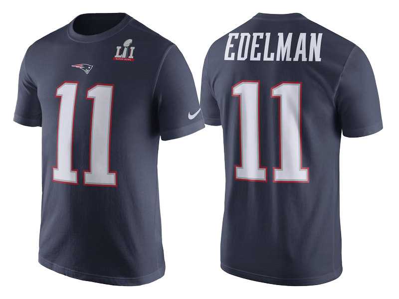 New England Patriots Julian Edelman Navy Super Bowl LI Bound Name & Number T-Shirt
