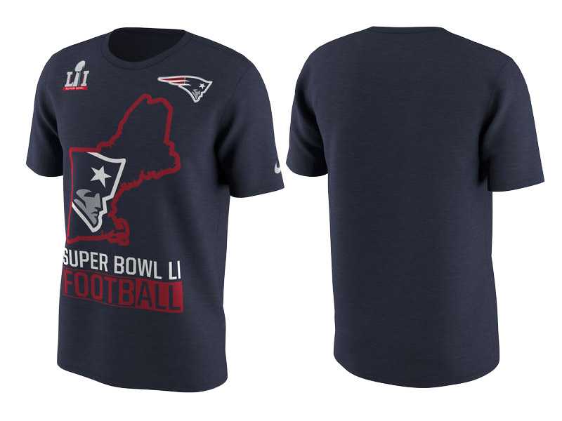New England Patriots Navy Super Bowl LI Local State T-Shirt