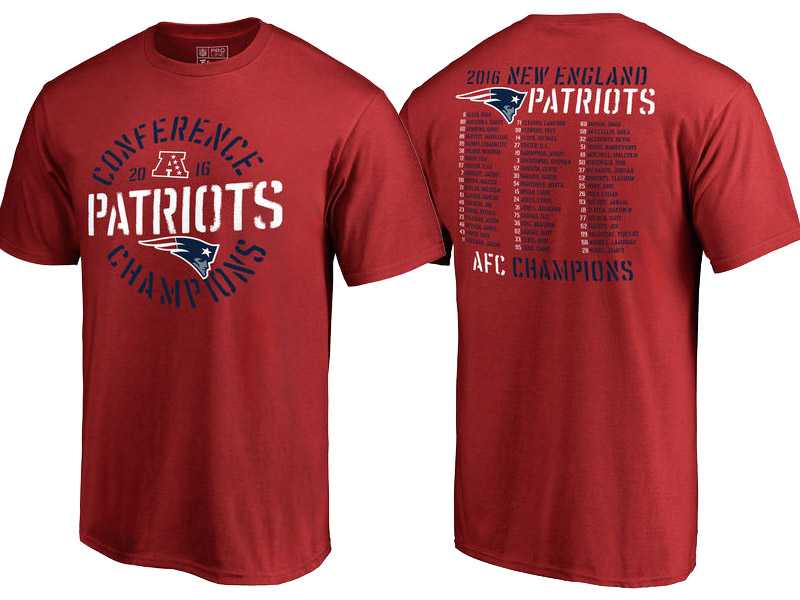 New England Patriots Red 2016 AFC Conference Champions Roster T-Shirt