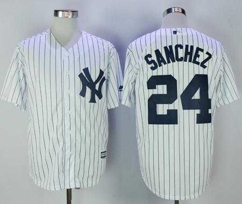 New York Yankees #24 Gary Sanchez White Strip New Cool Base Stitched MLB Jersey