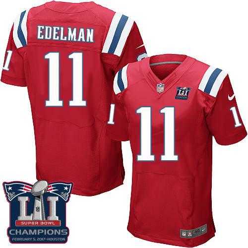 Nike New England Patriots #11 Julian Edelman Red Alternate Super Bowl LI Champions Men's Stitched NFL Elite Jersey