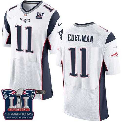 Nike New England Patriots #11 Julian Edelman White Super Bowl LI Champions Men's Stitched NFL New Elite Jersey