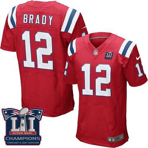 Nike New England Patriots #12 Tom Brady Red Alternate Super Bowl LI Champions Men's Stitched NFL Elite Jersey