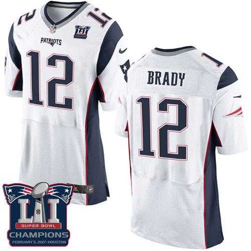 Nike New England Patriots #12 Tom Brady White Super Bowl LI Champions Men's Stitched NFL New Elite Jersey