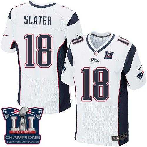 Nike New England Patriots #18 Matt Slater White Super Bowl LI Champions Men's Stitched NFL Elite Jersey