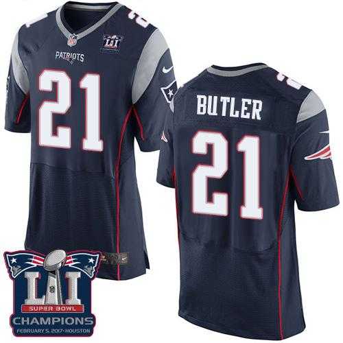 Nike New England Patriots #21 Malcolm Butler Navy Blue Team Color Super Bowl LI Champions Men's Stitched NFL New Elite Jersey