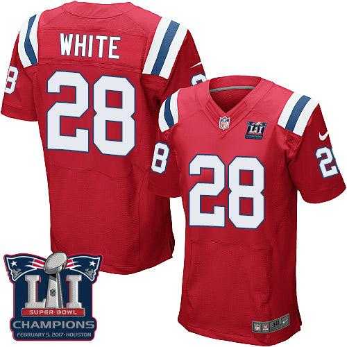 Nike New England Patriots #28 James White Red Alternate Super Bowl LI Champions Men's Stitched NFL Elite Jersey