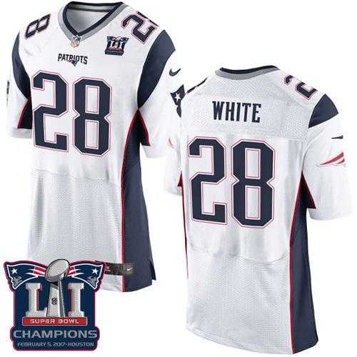Nike New England Patriots #28 James White White Super Bowl LI Champions Men's Stitched NFL New Elite Jersey