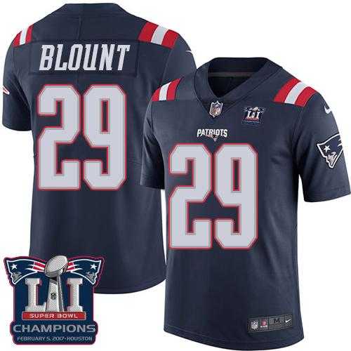 Nike New England Patriots #29 LeGarrette Blount Navy Blue Super Bowl LI Champions Men's Stitched NFL Limited Rush Jersey