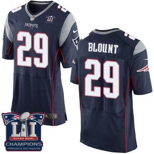 Nike New England Patriots #29 LeGarrette Blount Navy Blue Team Color Super Bowl LI Champions Men's Stitched NFL New Elite Jersey