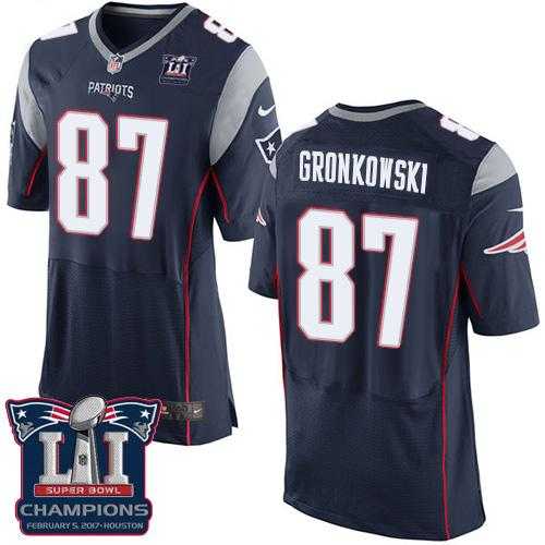 Nike New England Patriots #87 Rob Gronkowski Navy Blue Team Color Super Bowl LI Champions Men's Stitched NFL New Elite Jersey