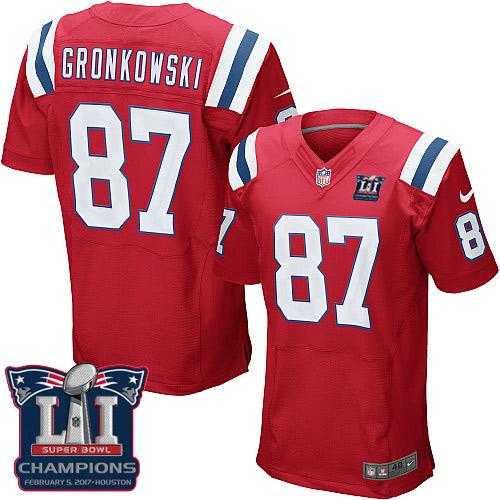 Nike New England Patriots #87 Rob Gronkowski Red Alternate Super Bowl LI Champions Men's Stitched NFL Elite Jersey