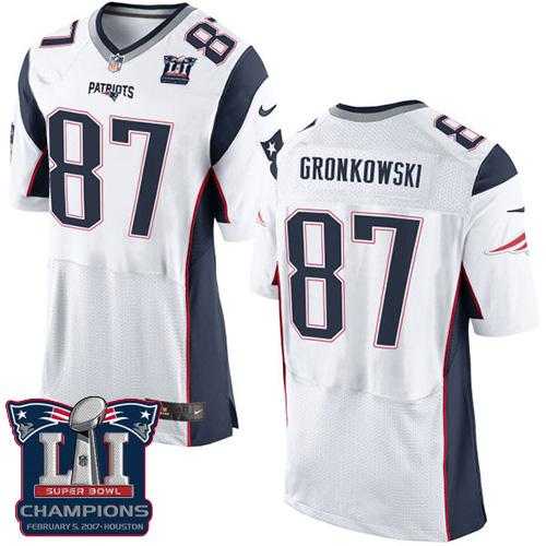 Nike New England Patriots #87 Rob Gronkowski White Super Bowl LI Champions Men's Stitched NFL New Elite Jersey