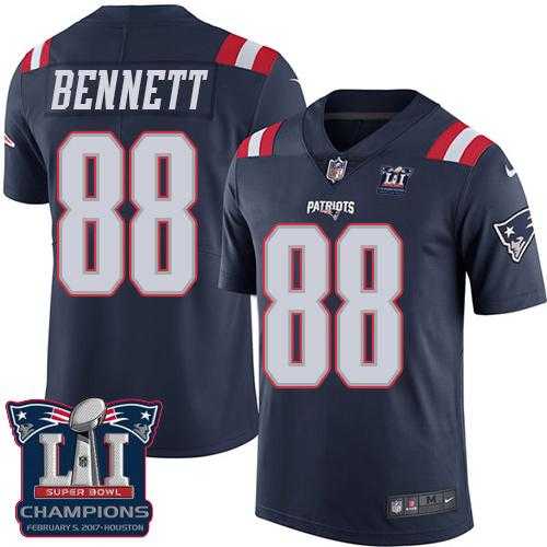 Nike New England Patriots #88 Martellus Bennett Navy Blue Super Bowl LI Champions Men's Stitched NFL Limited Rush Jersey