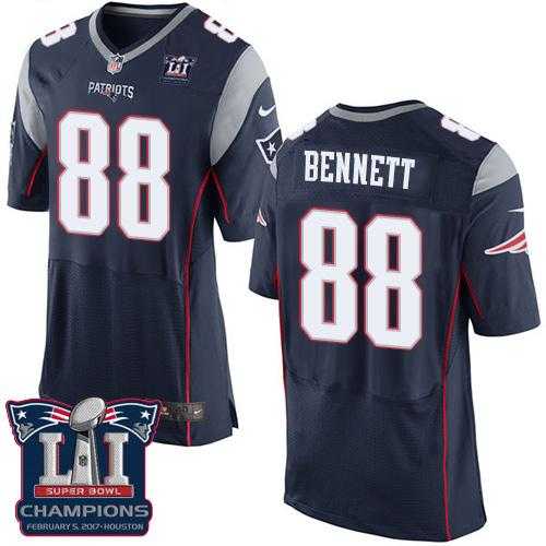 Nike New England Patriots #88 Martellus Bennett Navy Blue Team Color Super Bowl LI Champions Men's Stitched NFL Elite Jersey