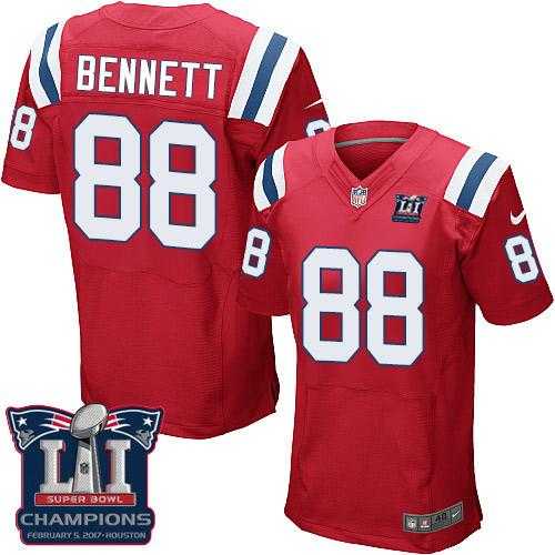 Nike New England Patriots #88 Martellus Bennett Red Alternate Super Bowl LI Champions Men's Stitched NFL Elite Jersey