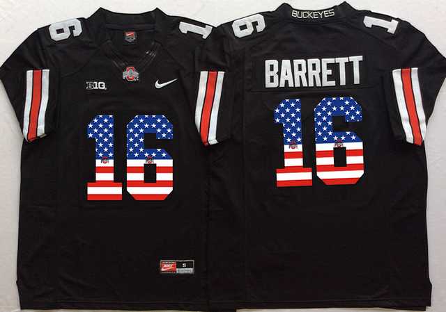Ohio State Buckeyes #16 J.T. Barrett Black USA Flag College Football Jersey