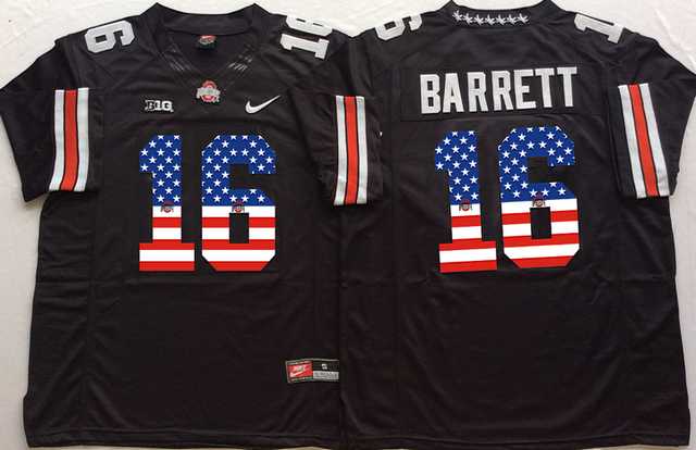 Ohio State Buckeyes #16 J.T. Barrett Black USA Flag College Jersey