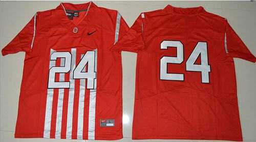 Ohio State Buckeyes #24 Malik Hooker Red 1917 Throwback Limited Stitched NCAA Jersey