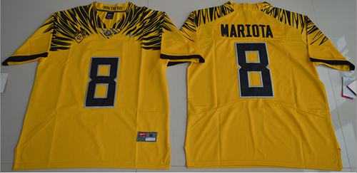 Oregon Ducks #8 Marcus Mariota Yellow Limited Stitched NCAA Jersey