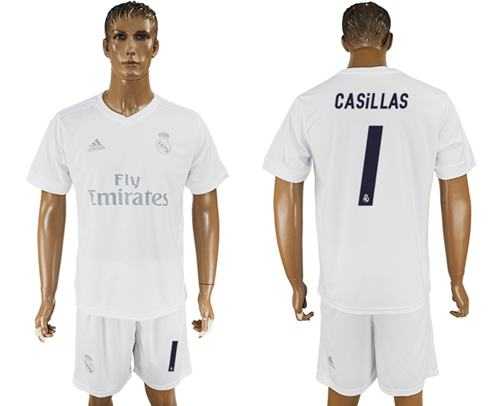 Real Madrid #1 Casillas Marine Environmental Protection Home Soccer Club Jersey