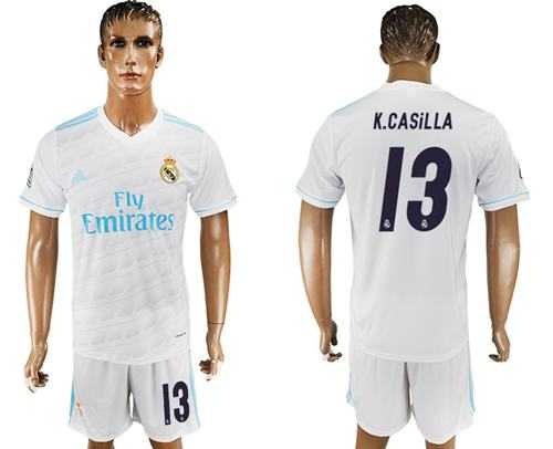 Real Madrid #13 K.Casilla White Home Soccer Club Jersey